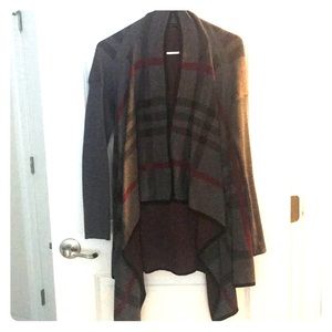 Dark gray plaid cardigan